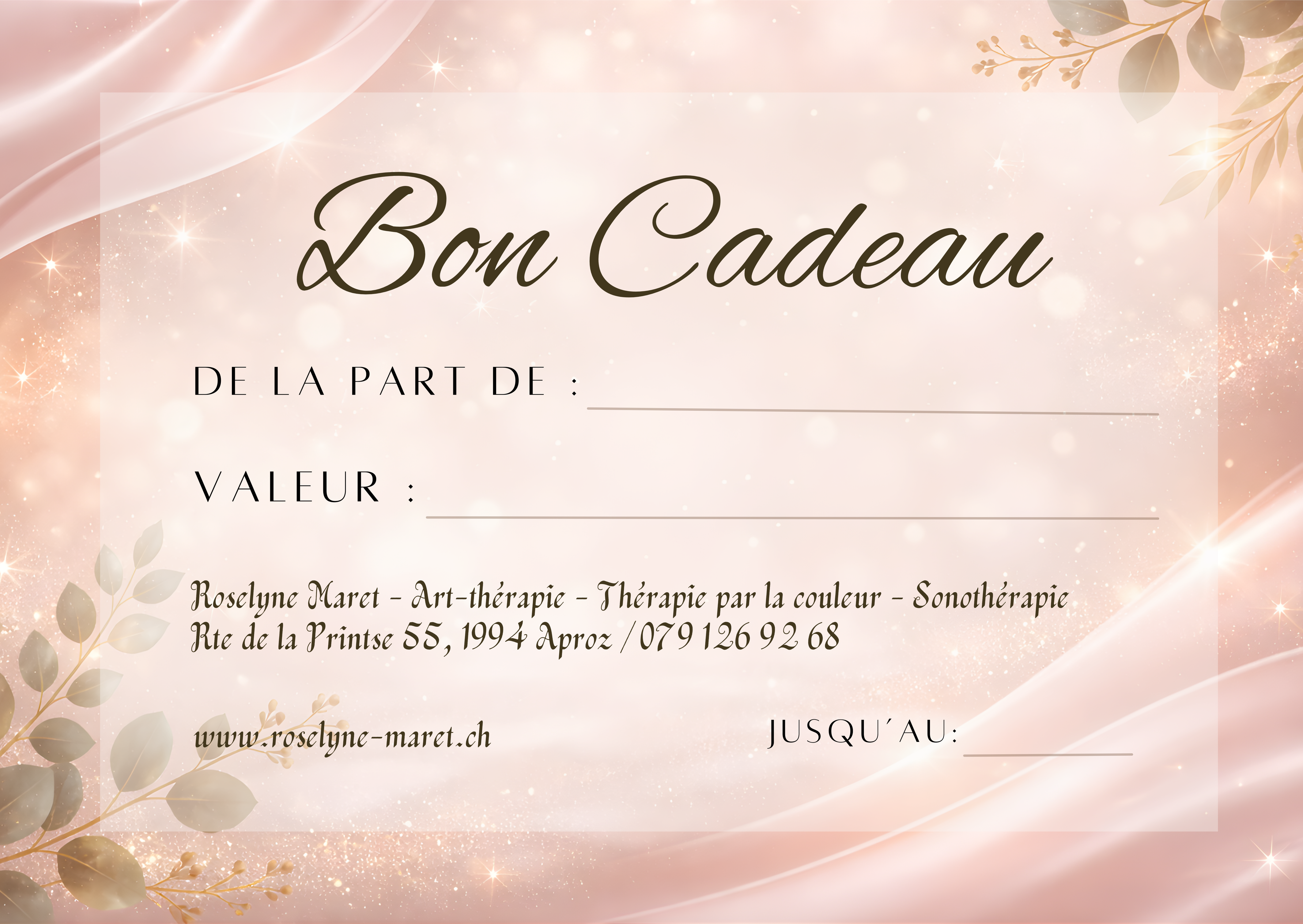 Bon cadeau art-thérapie, chromothérapie et sonothérapie Sion - Valable 2 ans